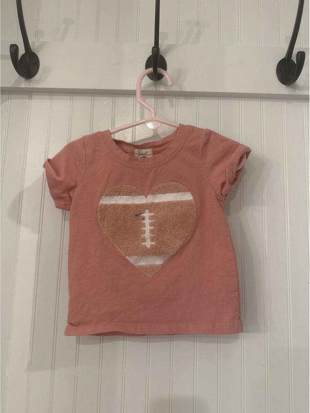 TullaBee Toddler Girls 2T Heart Football T-Shirt